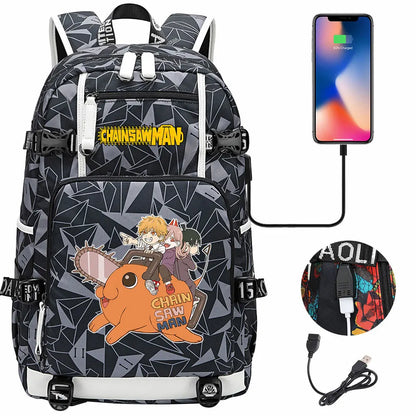 New Anime Chainsaw Man USB Large Capacity Teenagers Schoolbags Women Men Laptop Travel Backpack Girl Boys Kids School Book Bags