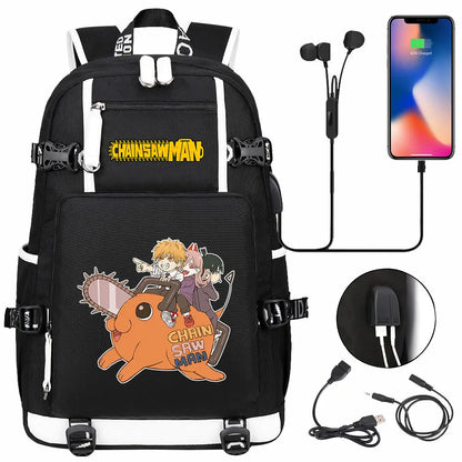 New Anime Chainsaw Man USB Large Capacity Teenagers Schoolbags Women Men Laptop Travel Backpack Girl Boys Kids School Book Bags