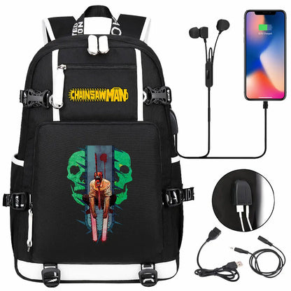 New Anime Chainsaw Man USB Large Capacity Teenagers Schoolbags Women Men Laptop Travel Backpack Girl Boys Kids School Book Bags
