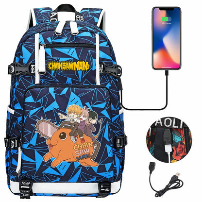 New Anime Chainsaw Man USB Large Capacity Teenagers Schoolbags Women Men Laptop Travel Backpack Girl Boys Kids School Book Bags