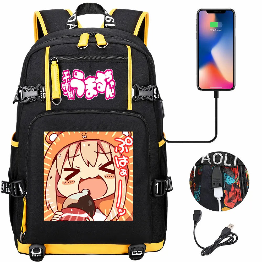 New Anime Himouto! Umaru-chan USB Boy Girl Book School Bags Large Capacity Teenagers Schoolbags Women Men Travel Laptop Backpack