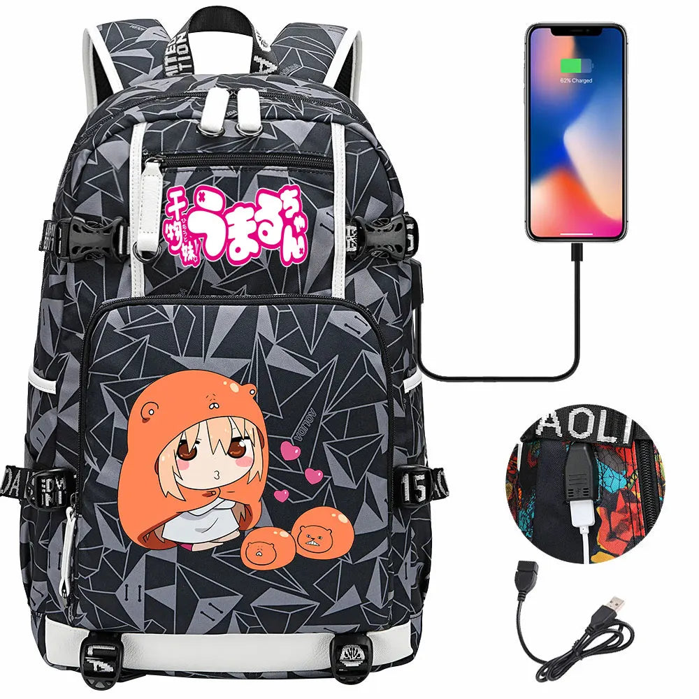 New Anime Himouto! Umaru-chan USB Boy Girl Book School Bags Large Capacity Teenagers Schoolbags Women Men Travel Laptop Backpack