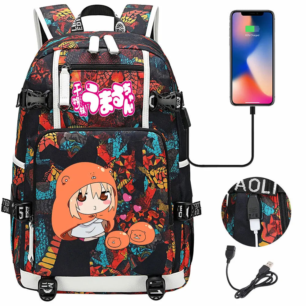 New Anime Himouto! Umaru-chan USB Boy Girl Book School Bags Large Capacity Teenagers Schoolbags Women Men Travel Laptop Backpack