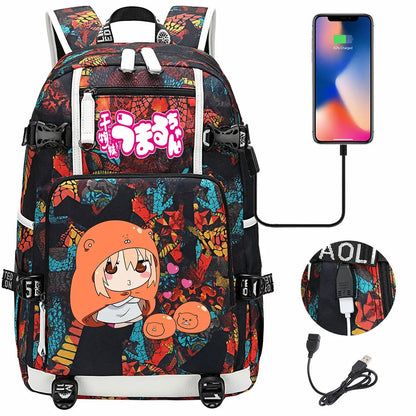 New Anime Himouto! Umaru-chan USB Boy Girl Book School Bags Large Capacity Teenagers Schoolbags Women Men Travel Laptop Backpack