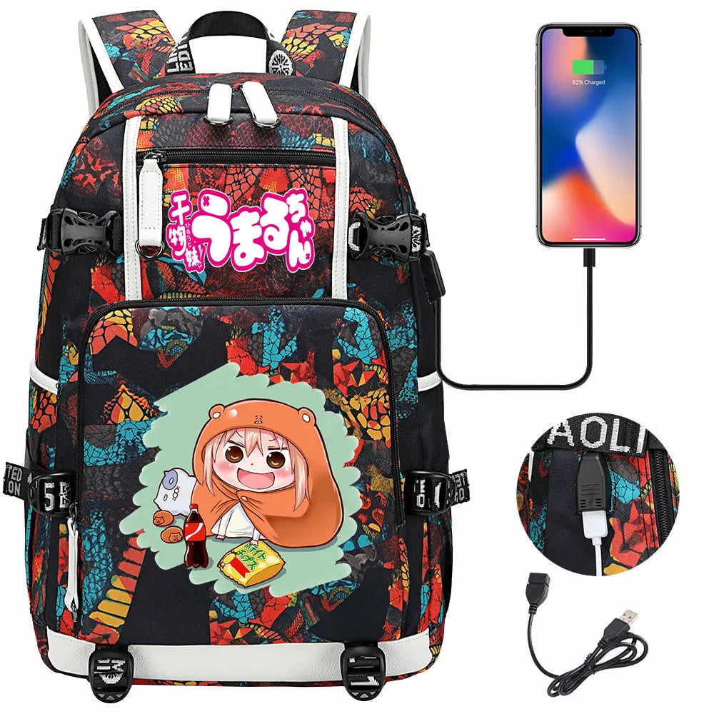 New Anime Himouto! Umaru-chan USB Boy Girl Book School Bags Large Capacity Teenagers Schoolbags Women Men Travel Laptop Backpack