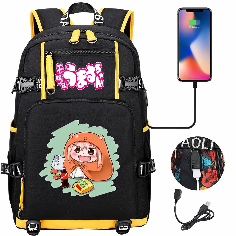 New Anime Himouto! Umaru-chan USB Boy Girl Book School Bags Large Capacity Teenagers Schoolbags Women Men Travel Laptop Backpack