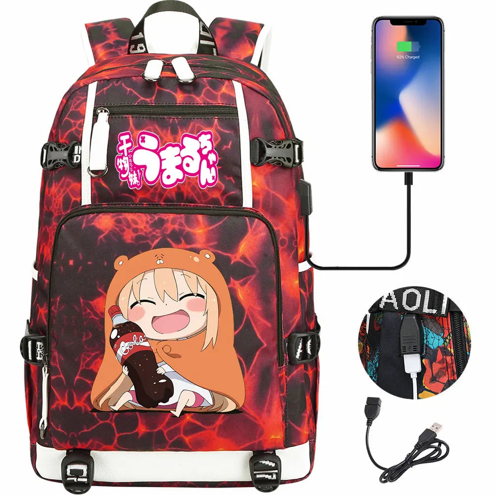 New Anime Himouto! Umaru-chan USB Boy Girl Book School Bags Large Capacity Teenagers Schoolbags Women Men Travel Laptop Backpack