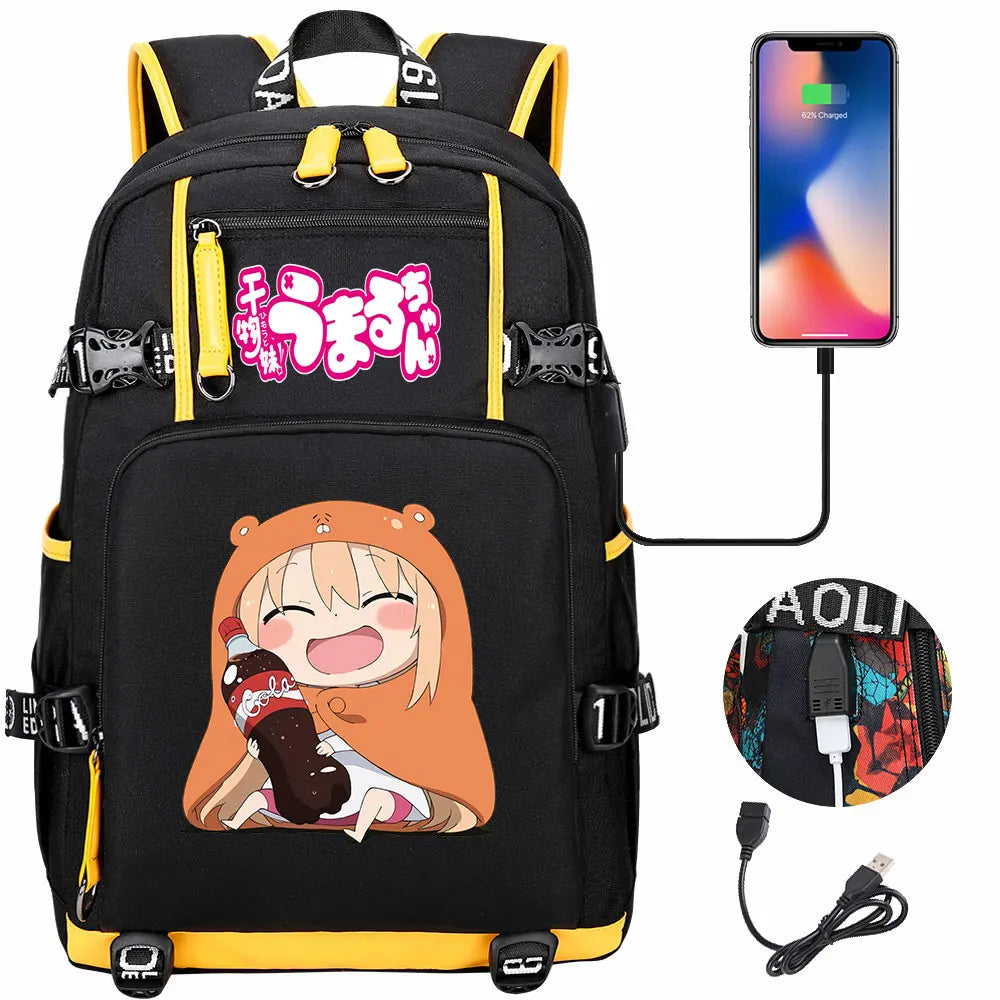 New Anime Himouto! Umaru-chan USB Boy Girl Book School Bags Large Capacity Teenagers Schoolbags Women Men Travel Laptop Backpack