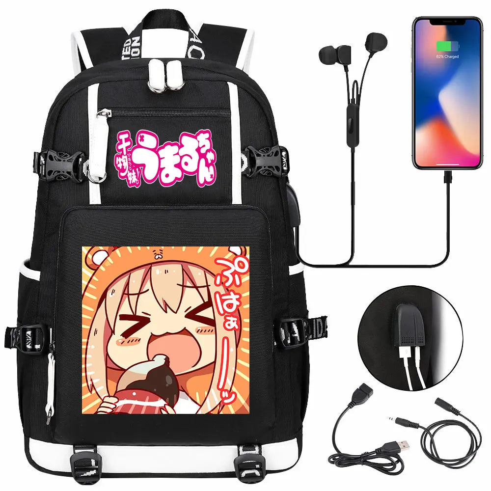 New Anime Himouto! Umaru-chan USB Boy Girl Book School Bags Large Capacity Teenagers Schoolbags Women Men Travel Laptop Backpack