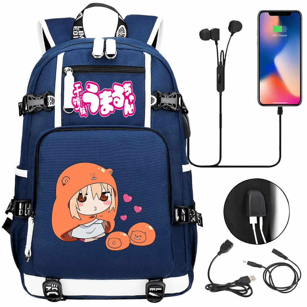 New Anime Himouto! Umaru-chan USB Boy Girl Book School Bags Large Capacity Teenagers Schoolbags Women Men Travel Laptop Backpack