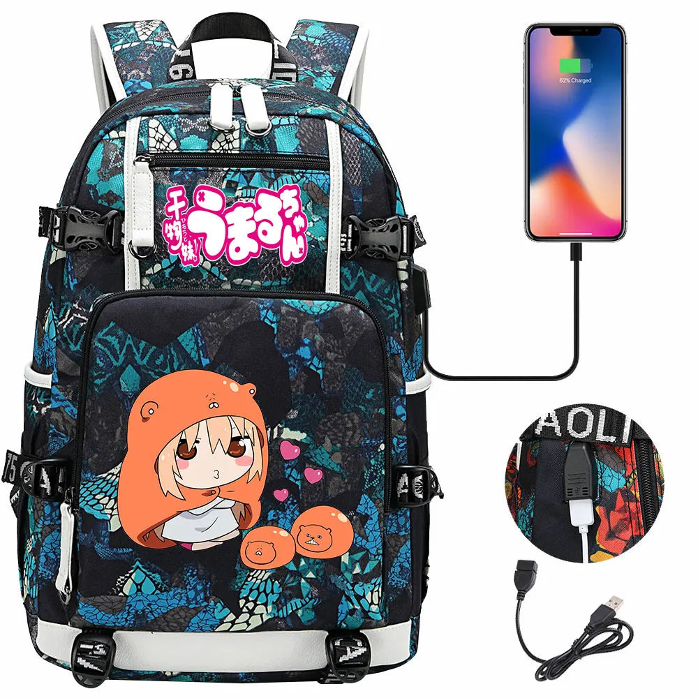 New Anime Himouto! Umaru-chan USB Boy Girl Book School Bags Large Capacity Teenagers Schoolbags Women Men Travel Laptop Backpack