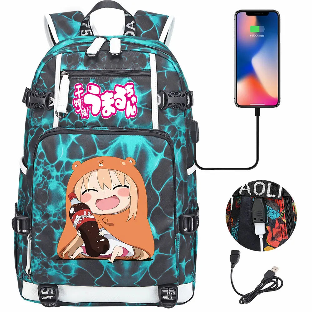New Anime Himouto! Umaru-chan USB Boy Girl Book School Bags Large Capacity Teenagers Schoolbags Women Men Travel Laptop Backpack