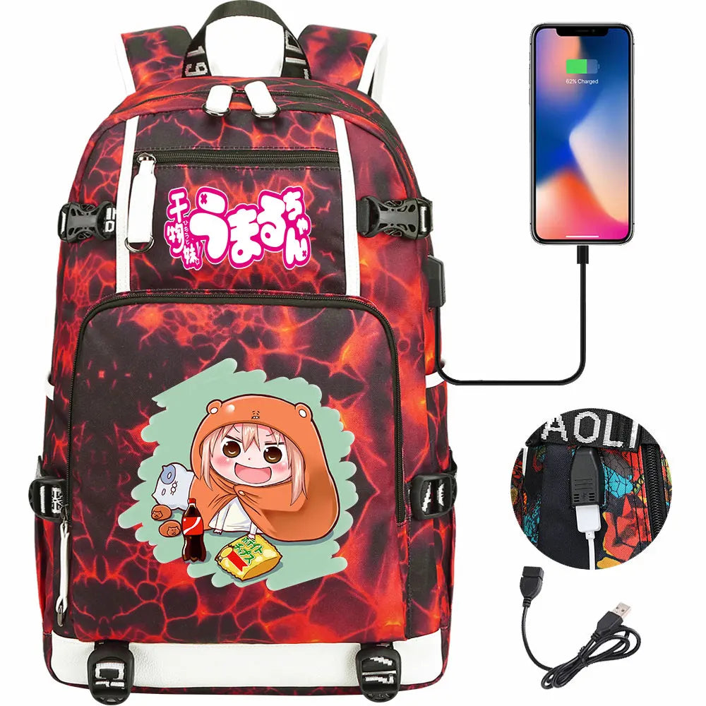 New Anime Himouto! Umaru-chan USB Boy Girl Book School Bags Large Capacity Teenagers Schoolbags Women Men Travel Laptop Backpack
