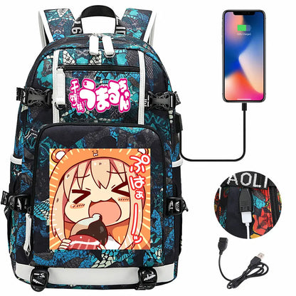 New Anime Himouto! Umaru-chan USB Boy Girl Book School Bags Large Capacity Teenagers Schoolbags Women Men Travel Laptop Backpack