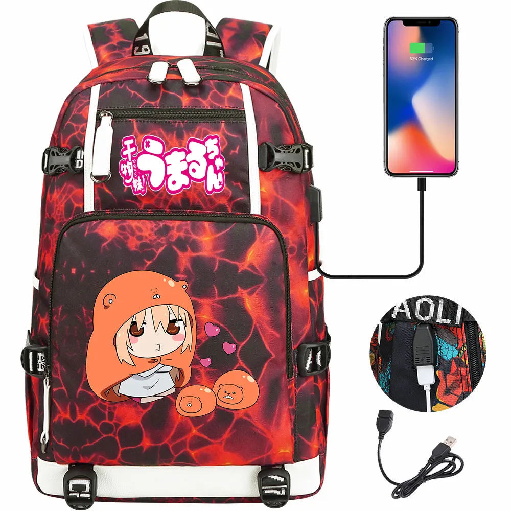 New Anime Himouto! Umaru-chan USB Boy Girl Book School Bags Large Capacity Teenagers Schoolbags Women Men Travel Laptop Backpack