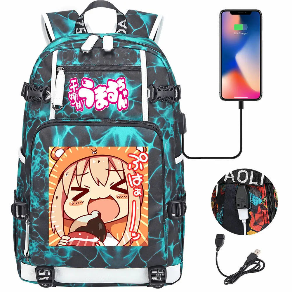 New Anime Himouto! Umaru-chan USB Boy Girl Book School Bags Large Capacity Teenagers Schoolbags Women Men Travel Laptop Backpack