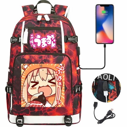 New Anime Himouto! Umaru-chan USB Boy Girl Book School Bags Large Capacity Teenagers Schoolbags Women Men Travel Laptop Backpack