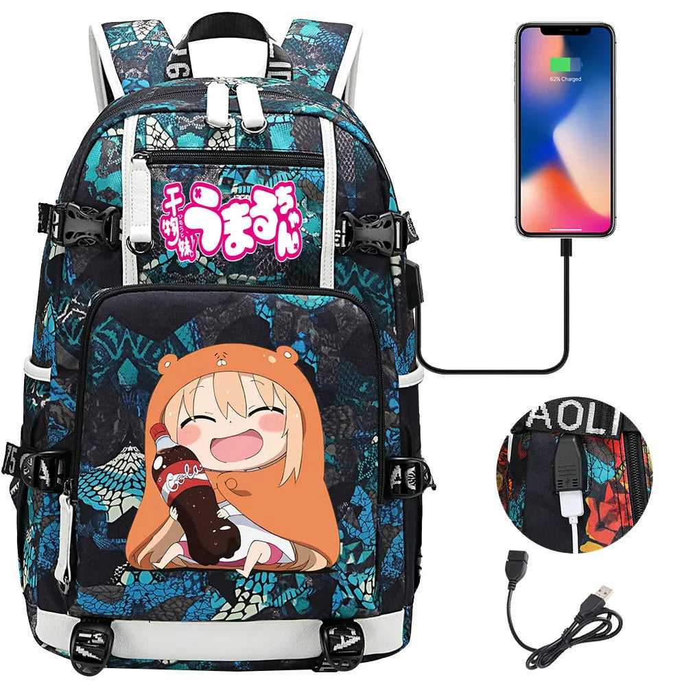 New Anime Himouto! Umaru-chan USB Boy Girl Book School Bags Large Capacity Teenagers Schoolbags Women Men Travel Laptop Backpack