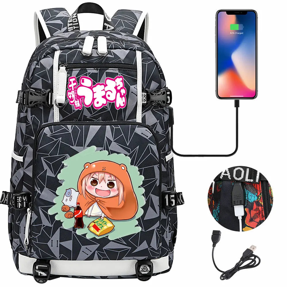 New Anime Himouto! Umaru-chan USB Boy Girl Book School Bags Large Capacity Teenagers Schoolbags Women Men Travel Laptop Backpack