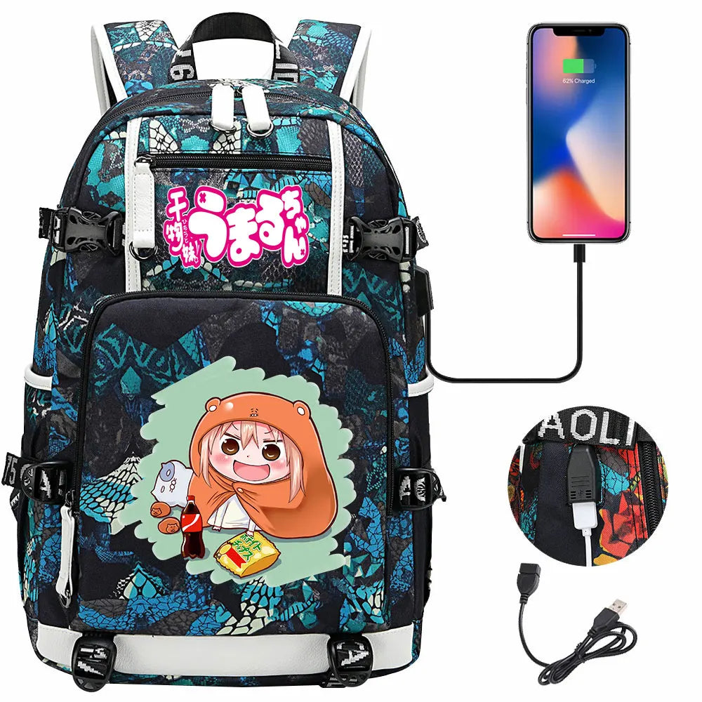 New Anime Himouto! Umaru-chan USB Boy Girl Book School Bags Large Capacity Teenagers Schoolbags Women Men Travel Laptop Backpack