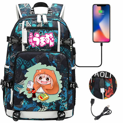 New Anime Himouto! Umaru-chan USB Boy Girl Book School Bags Large Capacity Teenagers Schoolbags Women Men Travel Laptop Backpack