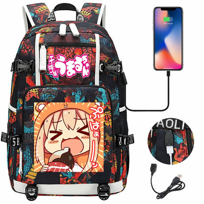 New Anime Himouto! Umaru-chan USB Boy Girl Book School Bags Large Capacity Teenagers Schoolbags Women Men Travel Laptop Backpack