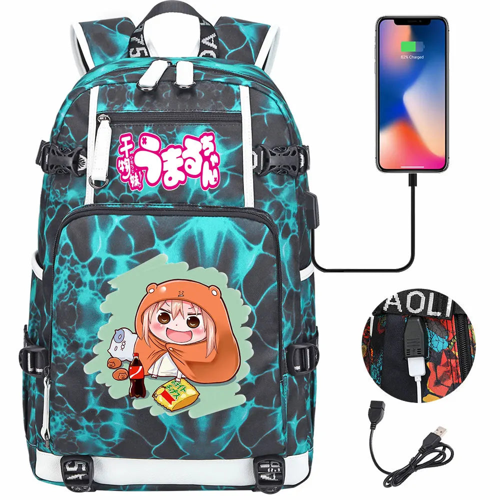 New Anime Himouto! Umaru-chan USB Boy Girl Book School Bags Large Capacity Teenagers Schoolbags Women Men Travel Laptop Backpack