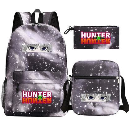 New Anime Hunter X Hunter 3Pcs Boy Girl Kids School Book Bags Travel Backpack Shoulder Bag Pen Bag For Men Women