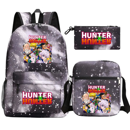 New Anime Hunter X Hunter 3Pcs Boy Girl Kids School Book Bags Travel Backpack Shoulder Bag Pen Bag For Men Women