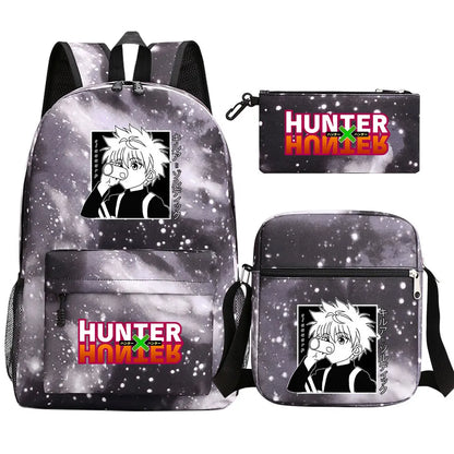 New Anime Hunter X Hunter 3Pcs Boy Girl Kids School Book Bags Travel Backpack Shoulder Bag Pen Bag For Men Women