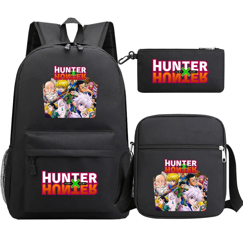 New Anime Hunter X Hunter 3Pcs Boy Girl Kids School Book Bags Travel Backpack Shoulder Bag Pen Bag For Men Women