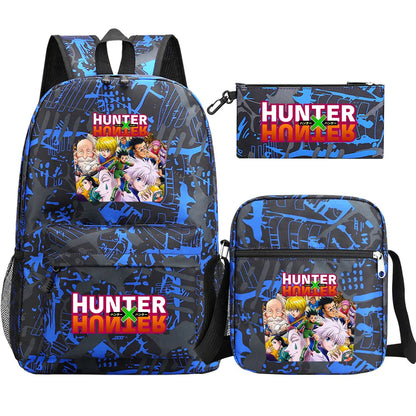 New Anime Hunter X Hunter 3Pcs Boy Girl Kids School Book Bags Travel Backpack Shoulder Bag Pen Bag For Men Women