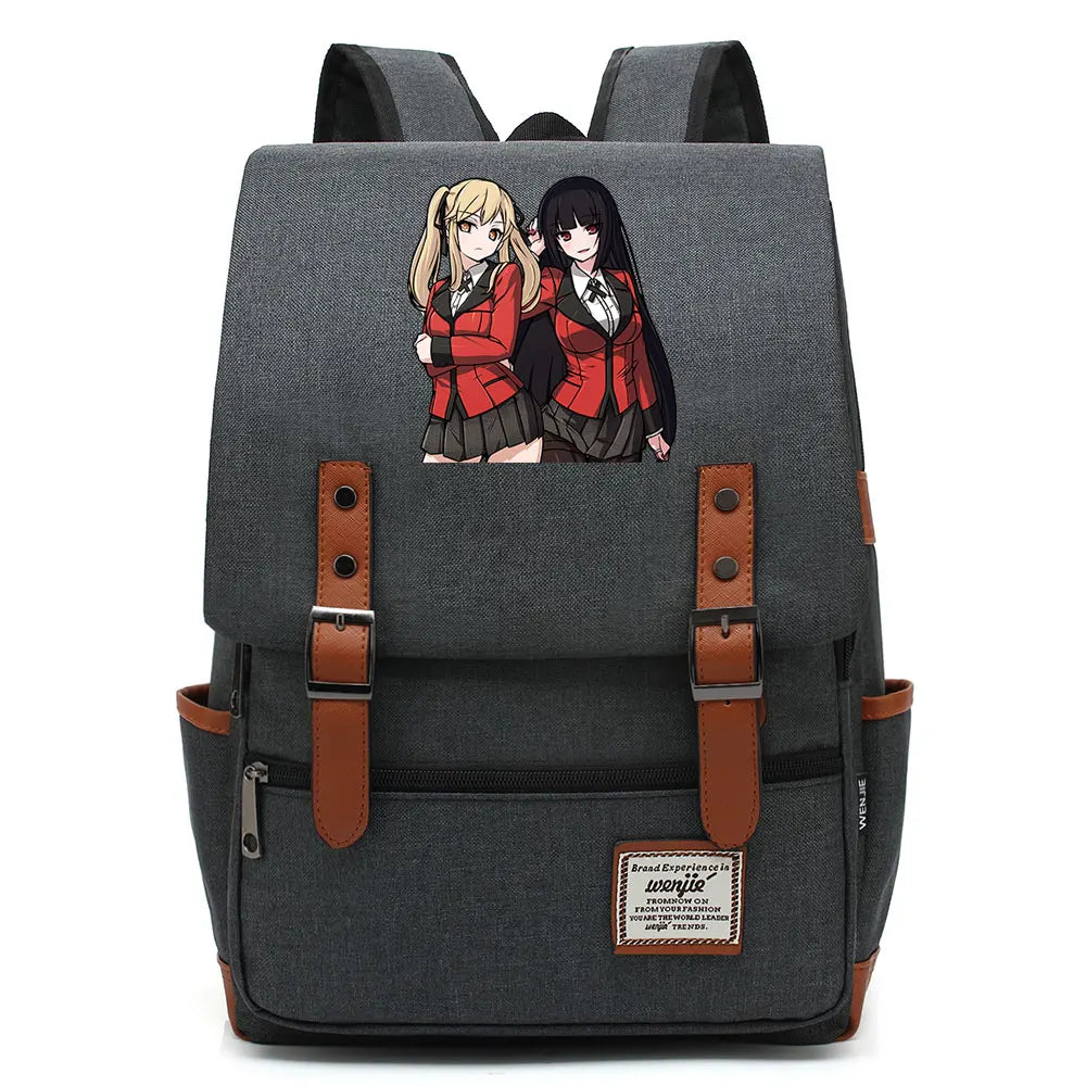 New Anime Kakegurui Boy Girl Kids Student School Book Bags Teenagers Canvas Women Bagpack Men Laptop Travel Backpack