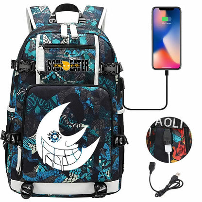 New Anime Soul Eater USB Boy Girl Book School Bags Large Capacity Teenagers Schoolbags Women Men Travel Laptop Backpack