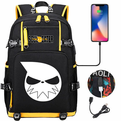 New Anime Soul Eater USB Boy Girl Book School Bags Large Capacity Teenagers Schoolbags Women Men Travel Laptop Backpack