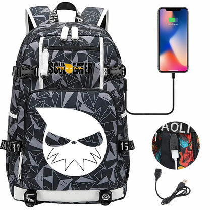 New Anime Soul Eater USB Boy Girl Book School Bags Large Capacity Teenagers Schoolbags Women Men Travel Laptop Backpack