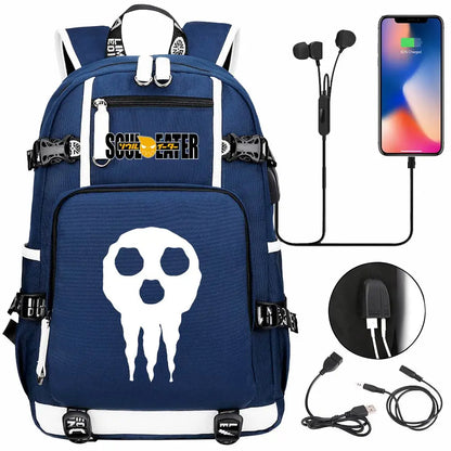 New Anime Soul Eater USB Boy Girl Book School Bags Large Capacity Teenagers Schoolbags Women Men Travel Laptop Backpack