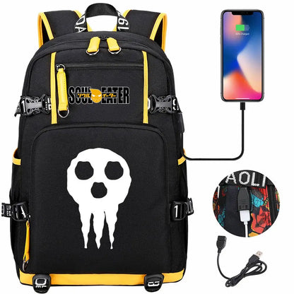 New Anime Soul Eater USB Boy Girl Book School Bags Large Capacity Teenagers Schoolbags Women Men Travel Laptop Backpack