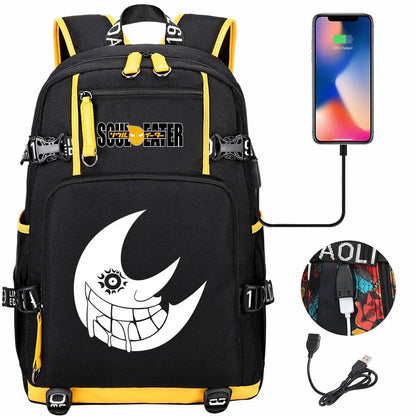 New Anime Soul Eater USB Boy Girl Book School Bags Large Capacity Teenagers Schoolbags Women Men Travel Laptop Backpack