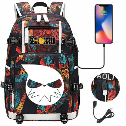 New Anime Soul Eater USB Boy Girl Book School Bags Large Capacity Teenagers Schoolbags Women Men Travel Laptop Backpack