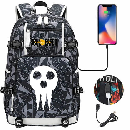 New Anime Soul Eater USB Boy Girl Book School Bags Large Capacity Teenagers Schoolbags Women Men Travel Laptop Backpack
