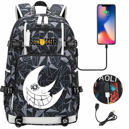 New Anime Soul Eater USB Boy Girl Book School Bags Large Capacity Teenagers Schoolbags Women Men Travel Laptop Backpack