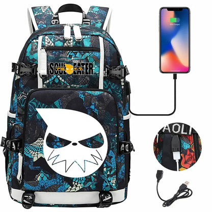 New Anime Soul Eater USB Boy Girl Book School Bags Large Capacity Teenagers Schoolbags Women Men Travel Laptop Backpack