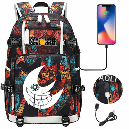 New Anime Soul Eater USB Boy Girl Book School Bags Large Capacity Teenagers Schoolbags Women Men Travel Laptop Backpack