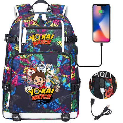New Anime Yo Kai Watch USB Boy Girl Book School Bags Large Capacity Teenagers Schoolbags Women Men Travel Laptop Backpack
