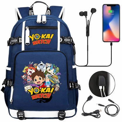 New Anime Yo Kai Watch USB Boy Girl Book School Bags Large Capacity Teenagers Schoolbags Women Men Travel Laptop Backpack