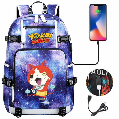 New Anime Yo Kai Watch USB Boy Girl Book School Bags Large Capacity Teenagers Schoolbags Women Men Travel Laptop Backpack