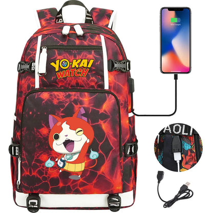 New Anime Yo Kai Watch USB Boy Girl Book School Bags Large Capacity Teenagers Schoolbags Women Men Travel Laptop Backpack