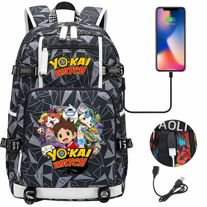 New Anime Yo Kai Watch USB Boy Girl Book School Bags Large Capacity Teenagers Schoolbags Women Men Travel Laptop Backpack
