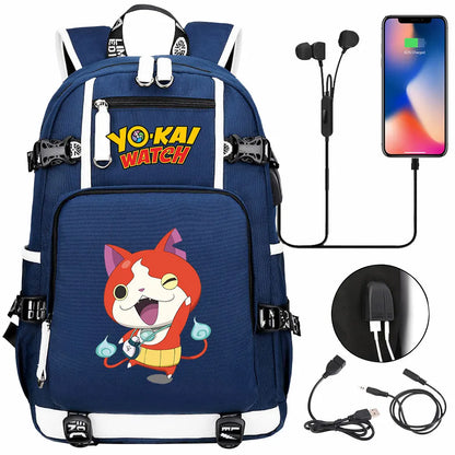 New Anime Yo Kai Watch USB Boy Girl Book School Bags Large Capacity Teenagers Schoolbags Women Men Travel Laptop Backpack